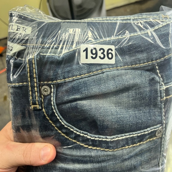 BKE Buckle Tyler Straight Leg Jeans Mens 32R Blue Denim Stretch Stitches 1936 - Picture 10 of 10